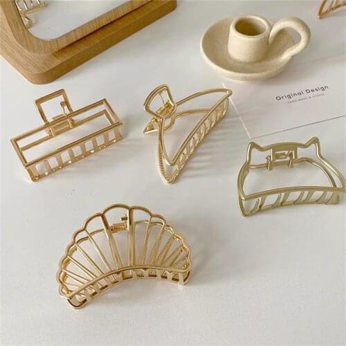 2021 New Womens Hollow Geometric Metal Hairpin Fashion Girls Grab Hairpin Headband Makeup Washing Tools Accessories Decoration