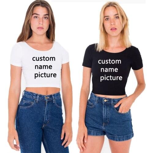 Custom Your Logo Women O-neck Short Sleeve T-shirt 2020 New Woman Slim Fit T Shirt Tight Tee Summer Retro Tops