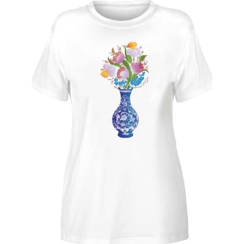 2021 new cartoon picture print womens dress T shirt casual fashion T shirt summer short sleeve top white round collar T shirt