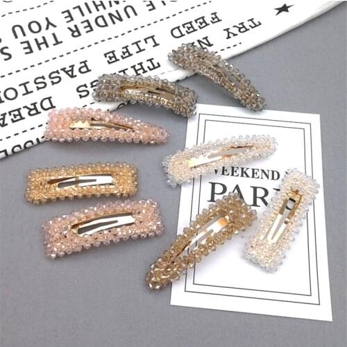 1Pcs Bling Crystal Hairpins Headwear for Women Girls Rhinestone Hair Clips Pins Barrette Styling Tools Accessories 9 Colors