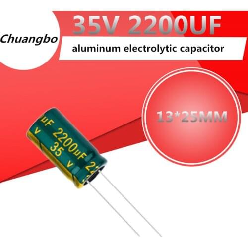 10pcs Higt quality 35V 2200UF 13*25MM Low ESR/Impedance high frequency aluminum electrolytic capacitor 13*25MM 35V 2200UF 20