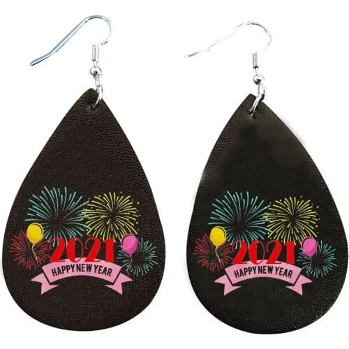 2021 Faux Leather Earrings For Happy New Year Gifts Stock More Styles Can Be Choose