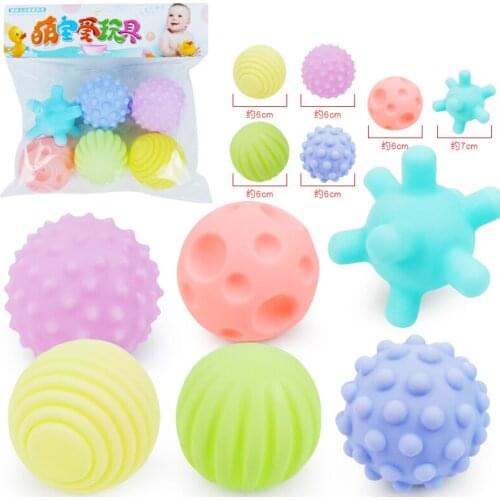 6pcs/set Baby Toy Ball Set Develop Baby Tactile Senses Toy Touch Hand Ball Toys Baby Training Ball Massage Soft Ball Gift