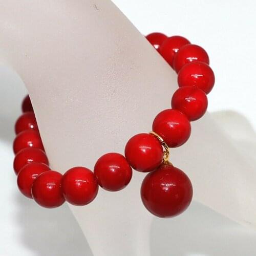 8/10MM Red Coral Round Beads High Grade Jjewelry Bracelet 7.5inch AAA