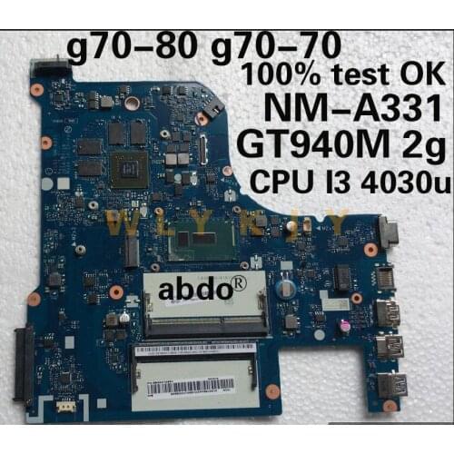 Abdo AILG1 NM-A331 motherboard for Lenovo G70-70 Z70-80 G70-80 notebook motherboard CPU i3 4030U GT820M 2G 100% test work