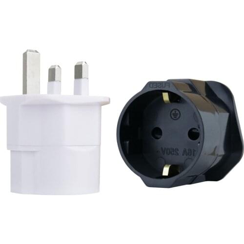 UK to Schuko EU Power Plug Adapter BS1363 13A Fused AC100~250V White