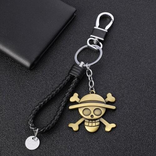 Japanese Anime One Piece Keychain Piece Luffy Cable Metal Mens Womens School Bag Pendant Car Key Ring Classmate Birthday Gift