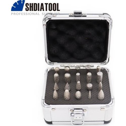 DIATOOL 20pcs/set #80 Diamond Brazed Burrs For Stone Concrete Ceramic Cylinder With Flat End Diamond Grinding Head Engraving Bit