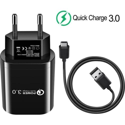 For Samsung S20 S9 S8 A71 Huawei P Smart Z Mate 20 lite 30 Pro Redmi 8 Phone QC 3.0 USB Quick Charge Charger & Type C Data Cable