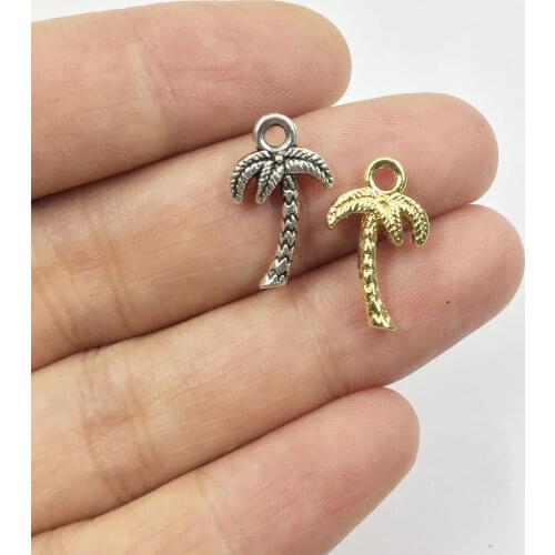 Eruifa 20pcs 17*10mm Palm Tree Zinc Alloy necklace,earring bracelet jewelry DIY handmade 2 colors Gold and Burnished silver