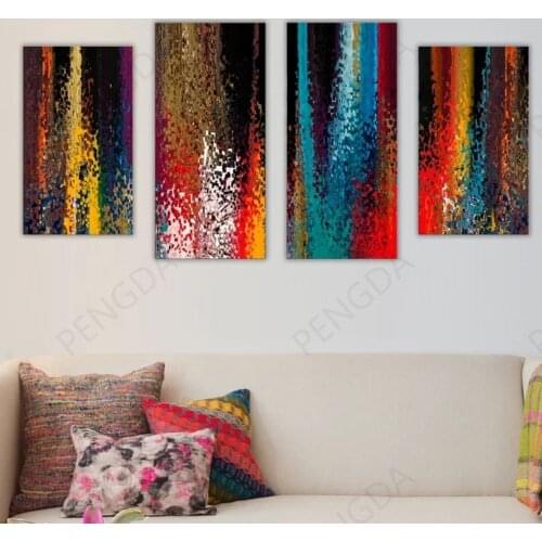 HD Prints 4 Panel Colorful Canvas Painting Home Decor Wall Artwork Abstract Poster For Living Room Modular No Framework Pictures