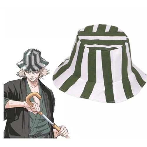 Anime Bleach Urahara Kisuke Cosplay Hat Cap Dome Green and White Striped Summer Cool Hat Watermelon hats Accessories