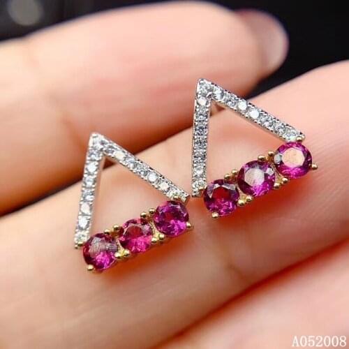 KJJEAXCMY fine jewelry 925 sterling silver inlaid natural garnet ear studs popular ladies earrings support testing