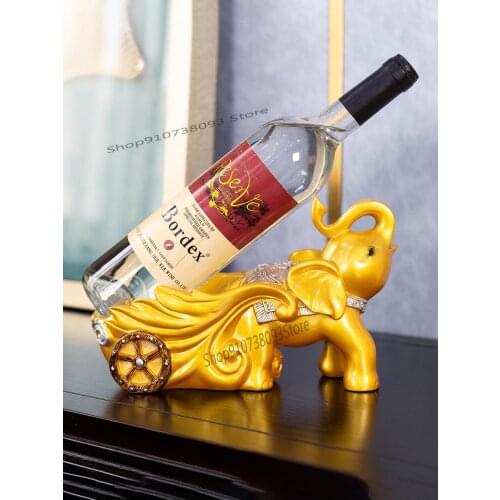 European Style Creative Elephant Red Wine Shelf Decoration American Modern Household Wine Cabinet Wine Shelf Wine Bottle Red Win