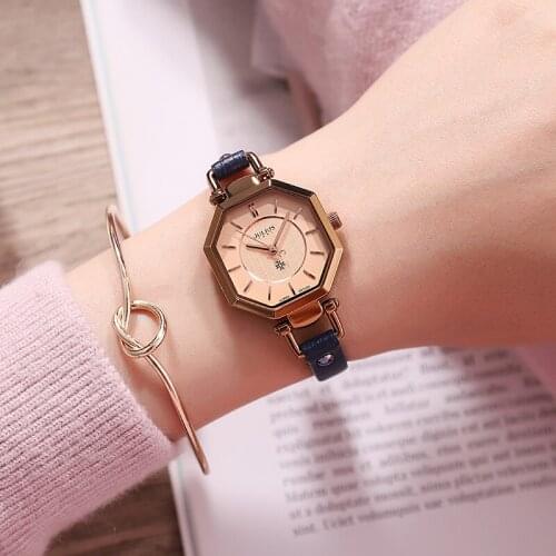 Korean style fashion trend watch A thin watch Ladys watch Personality style rhombud woman watch with leather