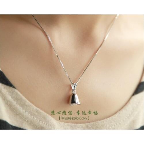 S925 Sterling Silver Necklace With Bell Pendant Fashion Silver Necklace Sterling Silver Jewelry For Women Girls Gifts Wholesale