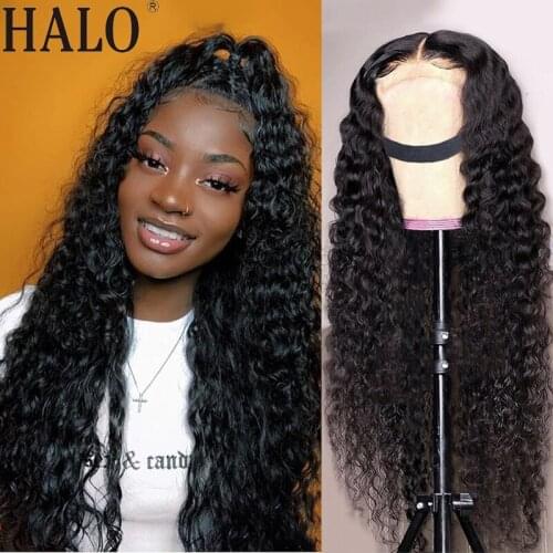 Deep Wave Wigs 4X4 13x4 Lace Closure Front Human Hair Wigs for Black Women Prepluck Glueless Brazilian Remy Curly Human Hair Wig