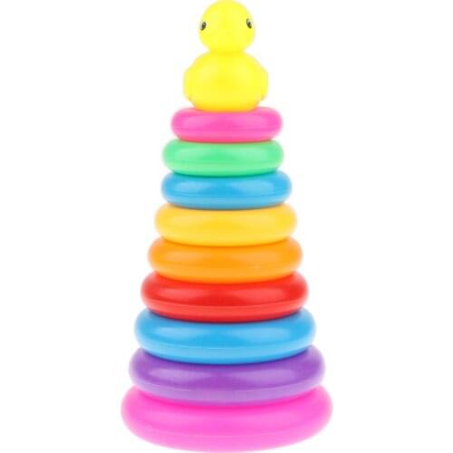 Plastic Duck Stacking Rings Bath Toy Set Babys Developmental Toy Gift