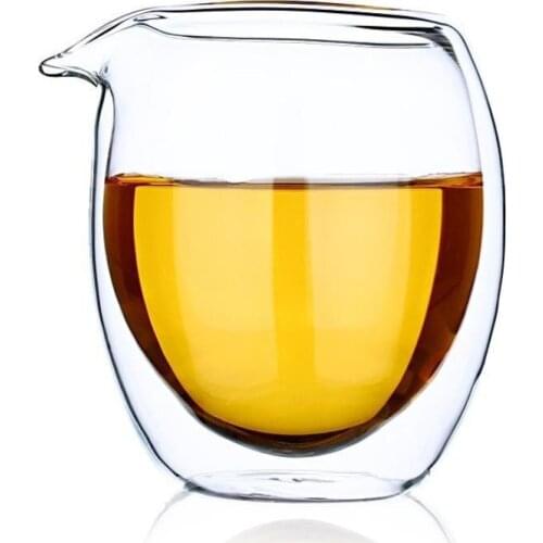 Transparent Double Wall Heat Resistant Glass Tea Infusers Chahai Tea Pitcher Creative Office Teacup Household Kung Fu Drinkware