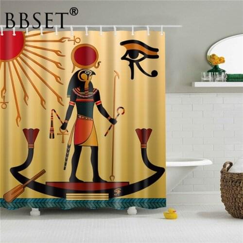 Retro Shower Curtain Ancient Egyptian with bird face and human body Pattern Waterproof Multi-size Douchegordijn Bathroom Decor