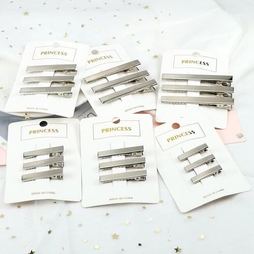 Silver-Color Hair Clip Flat Barrettes Metal Geometric Hairpins Simple Fashion DIY Hair Accessories For Women Girls Lady Headwear