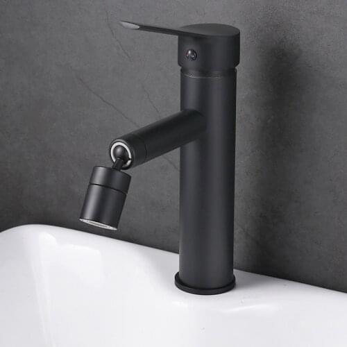 Vanity Brass Faucets Deck Mounted Hot and Cold Wash Basin Mixer Taps Household Matte Black Crane Kitchen Universal Spout Faucet