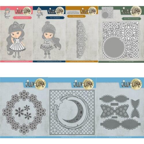Piggy Craft metal cutting dies cut die mold Girl bow moon flower frame Scrapbook paper craft knife mould blade punch stencil