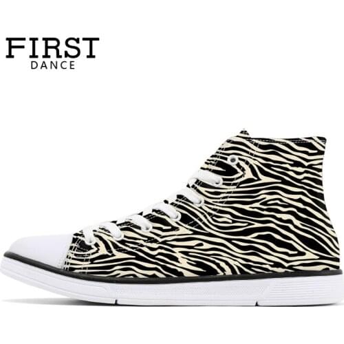 FIRST DANCE Fashion Striped Printed Camouflage Shoes Men Classic Canvas Shoes 1z588 Men High Top Shoes Casual Custom Male Flats