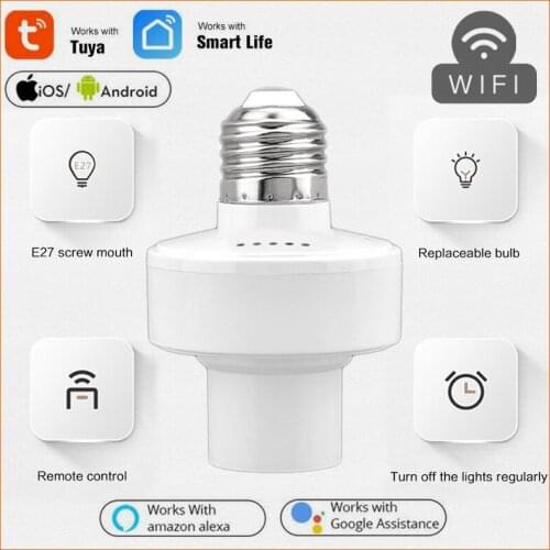 Tuya Smart Life Wifi Smart Light Bulb Socket Adapter E27 Switch Lamp Base Holder For Alexa Google Home Smart Home Lamp Modules