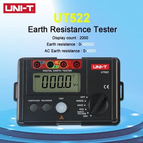 UNI-T UNIT UT522 Digital Earth Tester Ground Resistance AC Earth Insulation Resistance Tester light weight design
