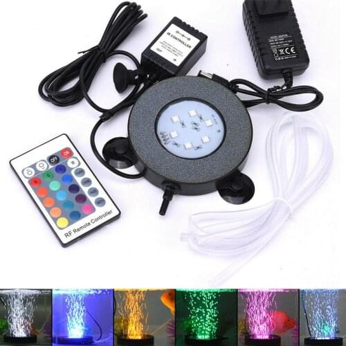 Remote controlled Waterproof Aquarium Submersible Fish Tank Turtle Tank Air Stone Bubble Led Light Lamp RGB 16colors Pump Decor