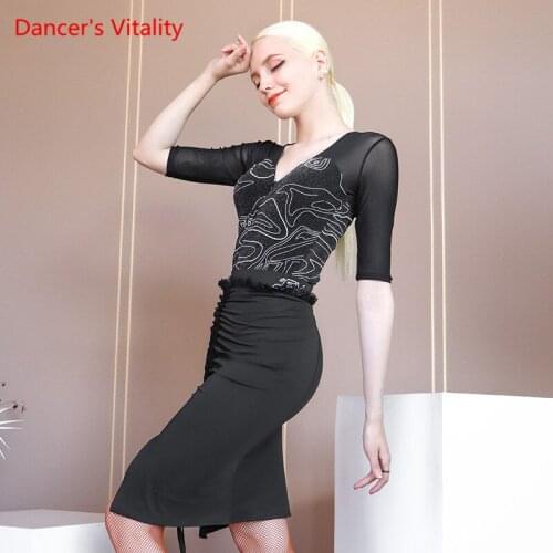 Latin Dance Skirts Fashion Drawstring Dress Female Adult High-end Professional Competition Performance Clothing Dancing Clothes