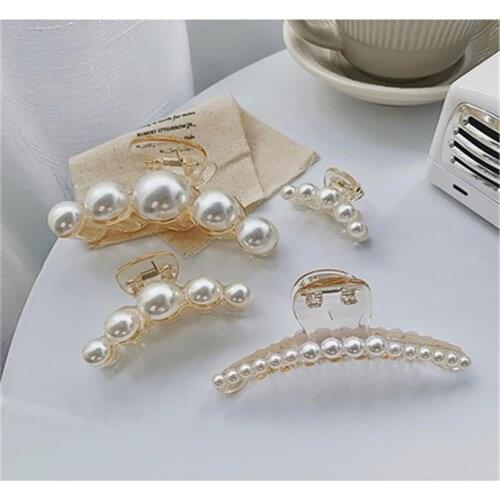 MISANANRYNE Acrylic Pearl Hair Clip Barrettes For Women Fashion Simple Hollow Out Geometric Headwear Hair Accessories Wholesale