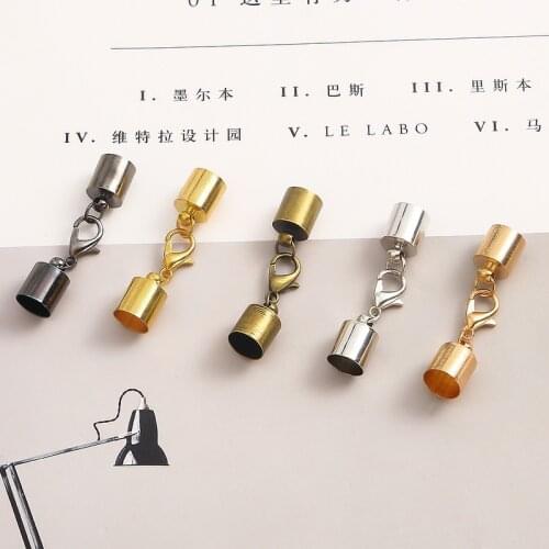 10Pcs/Lot Leather Cord Bracelet Lobster Clasps Hooks 3 4 5 6 7 8mm Crimps End Tip Caps Connectors For Jewelry Making Findings