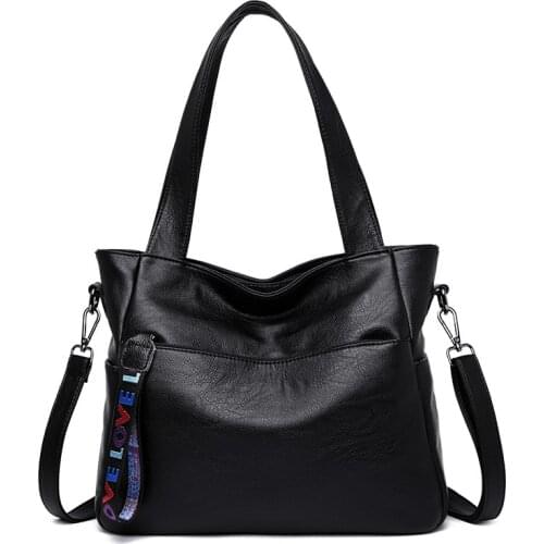 2021 New High Quality Ladies Large Capacity Solid Color PU Soft Leather Shoulder Bag Luxury Handbags Women Trend Casual Bags
