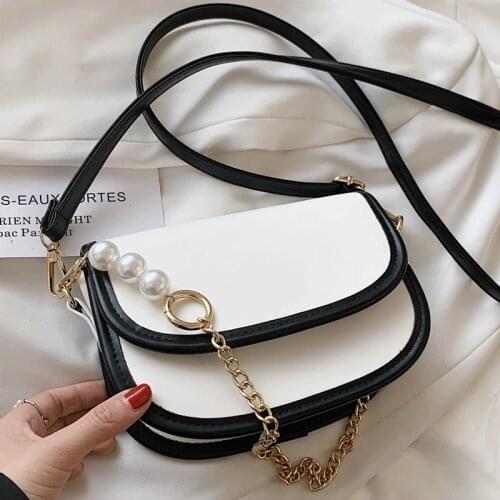 Female Handbags Women Bags Designer Crossbody Bags for Women Vintage Leather Messenger Bag Sac Woman Pearl Chain Shoulder Bag