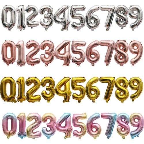 10pcs 16inch Rose Gold Silver 0-9 Number Foil Balloon Baby Shower Birthday Party Balloons Kids Toys Party Wedding Decoration