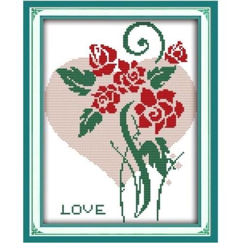 11CT 14CT count mesh cloth cross stitch kit simple modern LOVE love flowers send lover lover gift hand embroidery figure