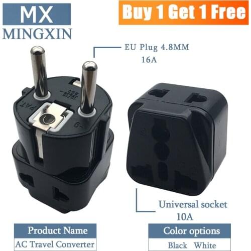 2PCS-travel adapter for Europe countries 2 in 1, for Germany France, Spain,Russia, Greece, Spain with safe ground connection