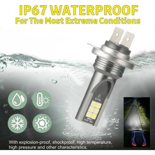 2pcs H7led Headlight Bulb 120w 26000lm 6000k Dc 12v-24v Certifications Ce Rohs Iso9002 Ip67 Waterproof Led Headlight Signal Lamp
