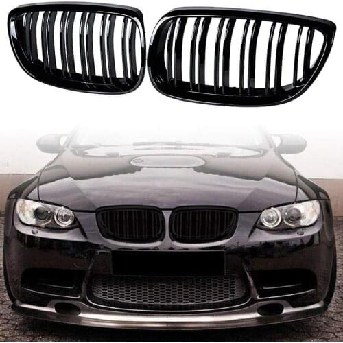 2Pcs Front Bumper Kidney Twin Fins Sport Grill Grille for BMW E92 E93 M3 2006-2009 08-13 3-Series M3(E92/E93) 07-10 E92 2D Coupe