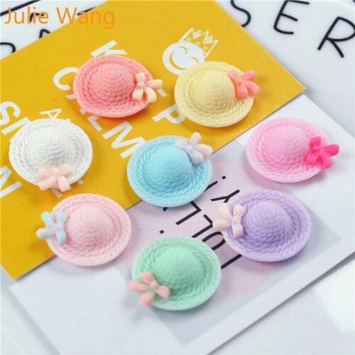 Julie Wang 20PCS Resin Baby Sun Hats Charms Multicolor Pendants Jewelry Making Accessory Table Props Decoration