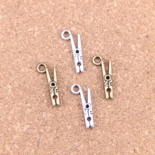 40pcs Charms clothespin 18x8mm Antique Pendants,Vintage Tibetan Silver Jewelry,DIY for bracelet necklace