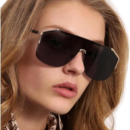 2021 Oversized Square Sunglasses Men Women Flat Top Fashion One Piece Lens Sun Glasses AS019