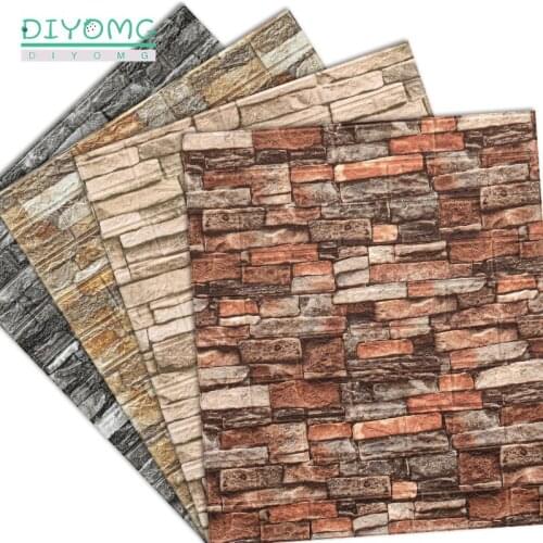 10pcs 3D Brick Wall Sticker Retro Foam PVC Self Adhesive Waterproof Wallpaper for Living Room Bedroom Rustic Wall Covering Mural
