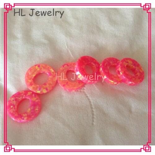 50PC/Lot 10MM Capital Letter O OP43 Hot Pink Color Synthteic Opal Stone