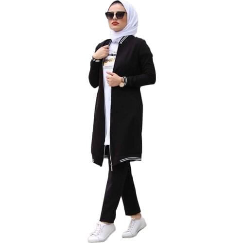 6949 Islamic Sports Wear for women islamic coat Sport Triple Team Tracksuit Set Muslim Women Dress Set Sport Hijab Suit jackets