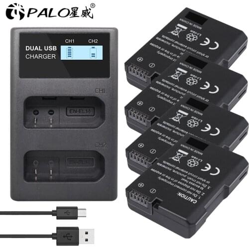 PALO EN-EL14 EN EL14 EN-EL14a Battery + LCD Dual Fast Charger for Nikon D3100 D3200 D5100 D5200 DF P7000 P7100 P7200 P7700 P7800