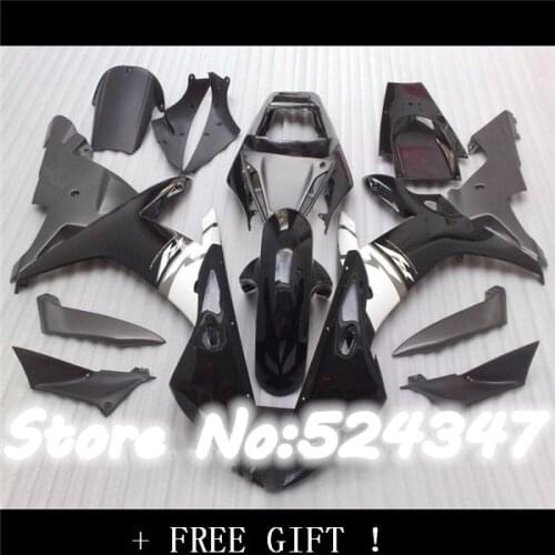B For YZFR1 02-03 YZF1000 YZF R1 Black white 02 03 YZF 1000 YZF-R1 2002 2003 Fairing Glossy black