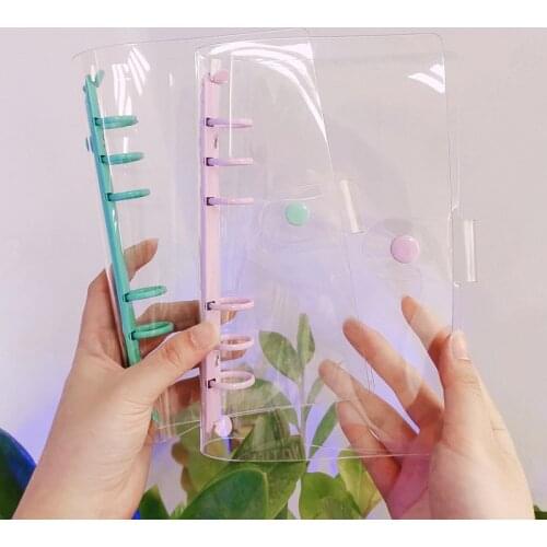 A5/A6 Macaroon Notebook Transparent 6 Rings Binder File Folder Loose Leaf Ring Binder Kawaii School Office Supplies
